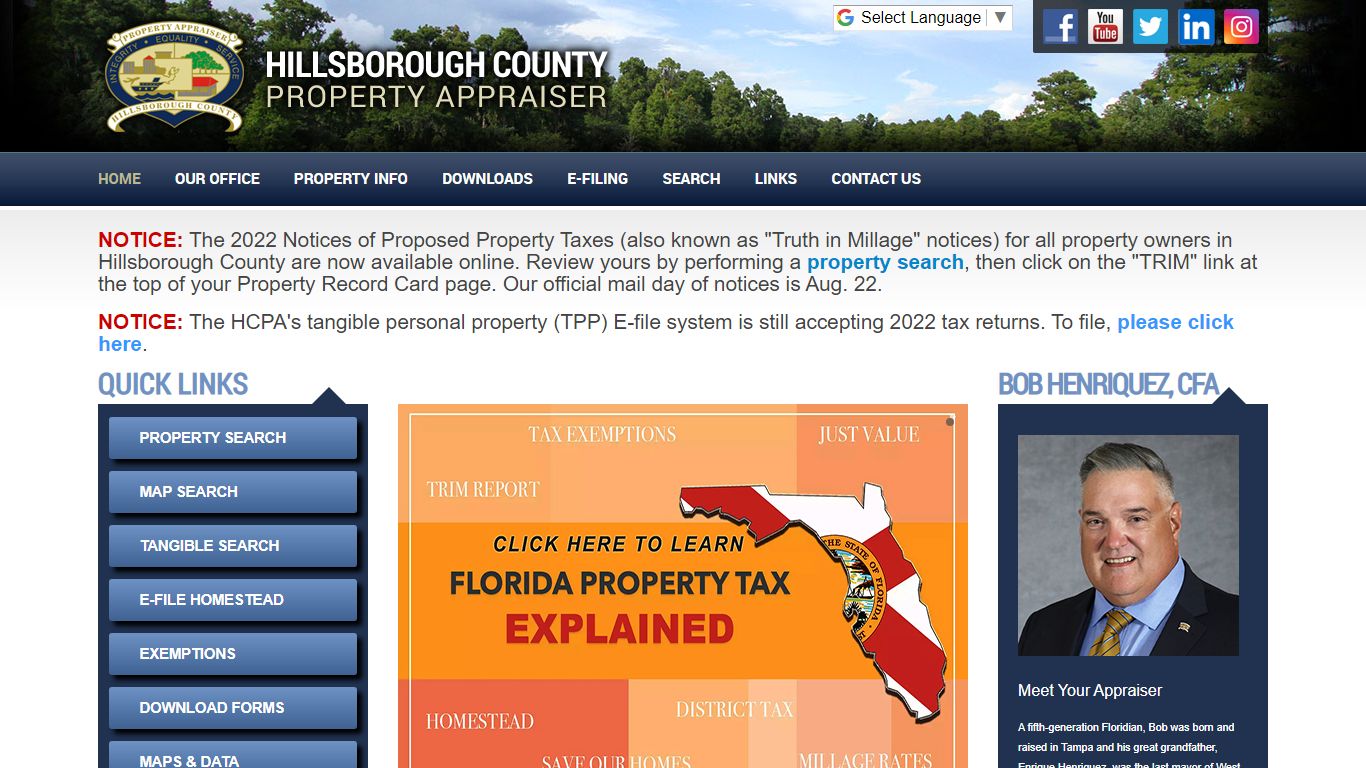 Hillsborough County Property Appraiser > Home - HCPAFL